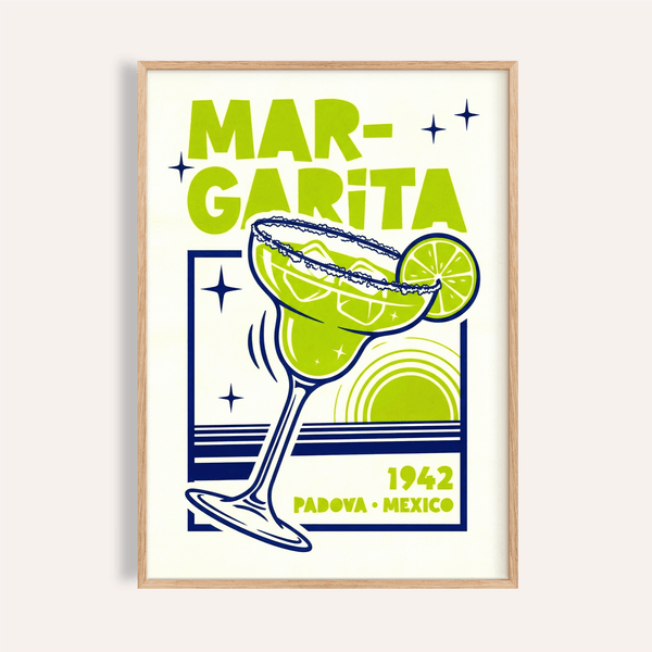 Margarita Art Print with Green and Blue hues for kitchen wall art