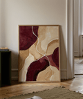 Minimalist Abstract Burgundy Print, earthy brown for dining room poster