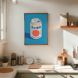 Japanese Soda Print for hallway in blue, white, and red as art print