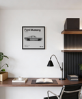 Ford Mustang Art Print with detailed Black and White illustration for study