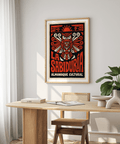 Close-up Cultural Owls Poster print focusing on the owl face and geometric chest pattern