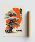 Cherry Blossom Tree Poster, Orange-Black-White, accent piece for study