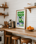 Gin Basil Smash Poster perfect for bar area with modern Green and Blue design