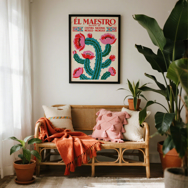 Vintage Mexican Wall Art inspired by 1920s cultural poster design.