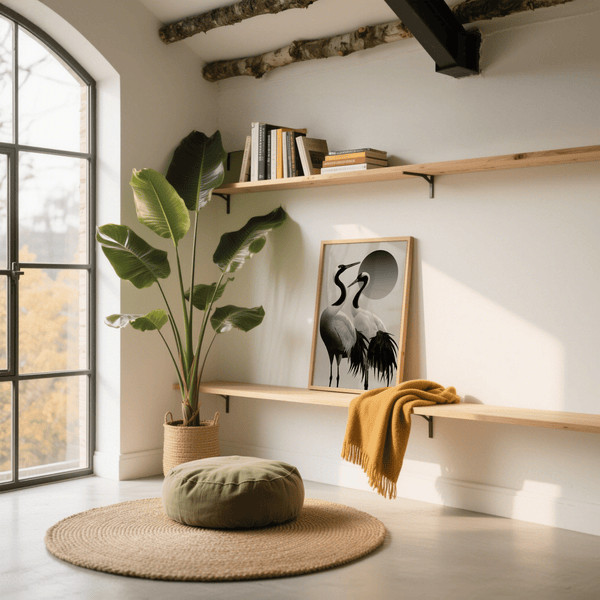 Black and White Crane Print art print in Black and White for office accent wall