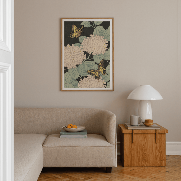 Butterfly Art Print in Black and Green, ideal for entryway