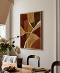 Burnt Orange Abstract Art poster for cozy den, showcasing warm earth tones