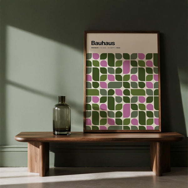 Geometric Bauhaus Exhibition 1923 print with bold structured shapes.