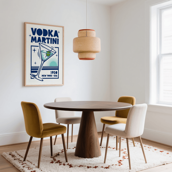 Vodka Martini Poster in blue for entertaining space wall art print
