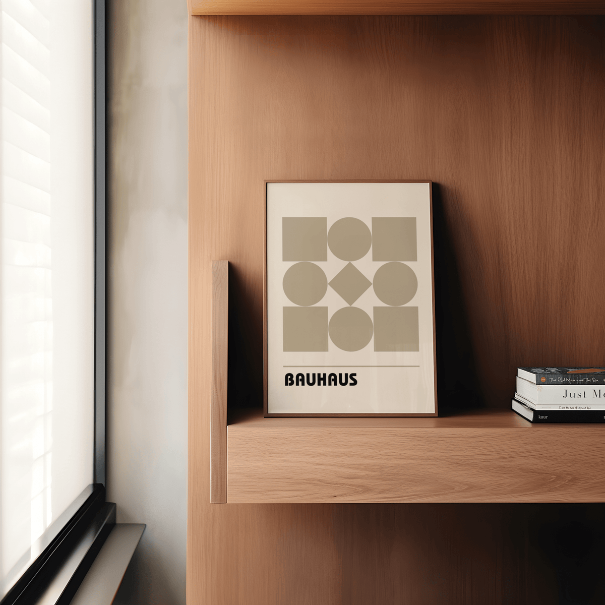Minimalist Geometric Shape Art in white and beige for office wall art