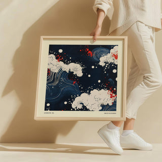 Premium Japanese art in red and navy perfect for office styling