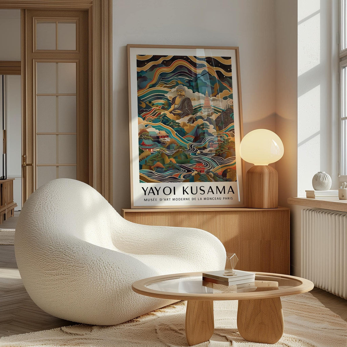 Buddha poster featuring intricate patterns and details