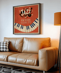 Jazz Art Print using Red, Beige, Black, ideal for home office wall art