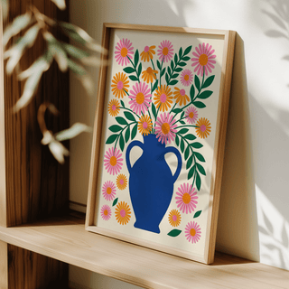 Vase Art Print styled with Green foliage for dining space art print