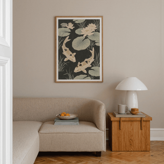 Japanese Koi Carp Art featuring Black water with koi, perfect for entryway decor