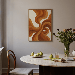 Wall Art with Burnt Orange, minimalist burnt orange and beige art print for den
