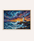 Ocean Landscape Print with Blue, Yellow, and Orange for living room wall art