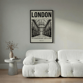 Historic covered arcade scene Victorian London Art Print for wall decor
