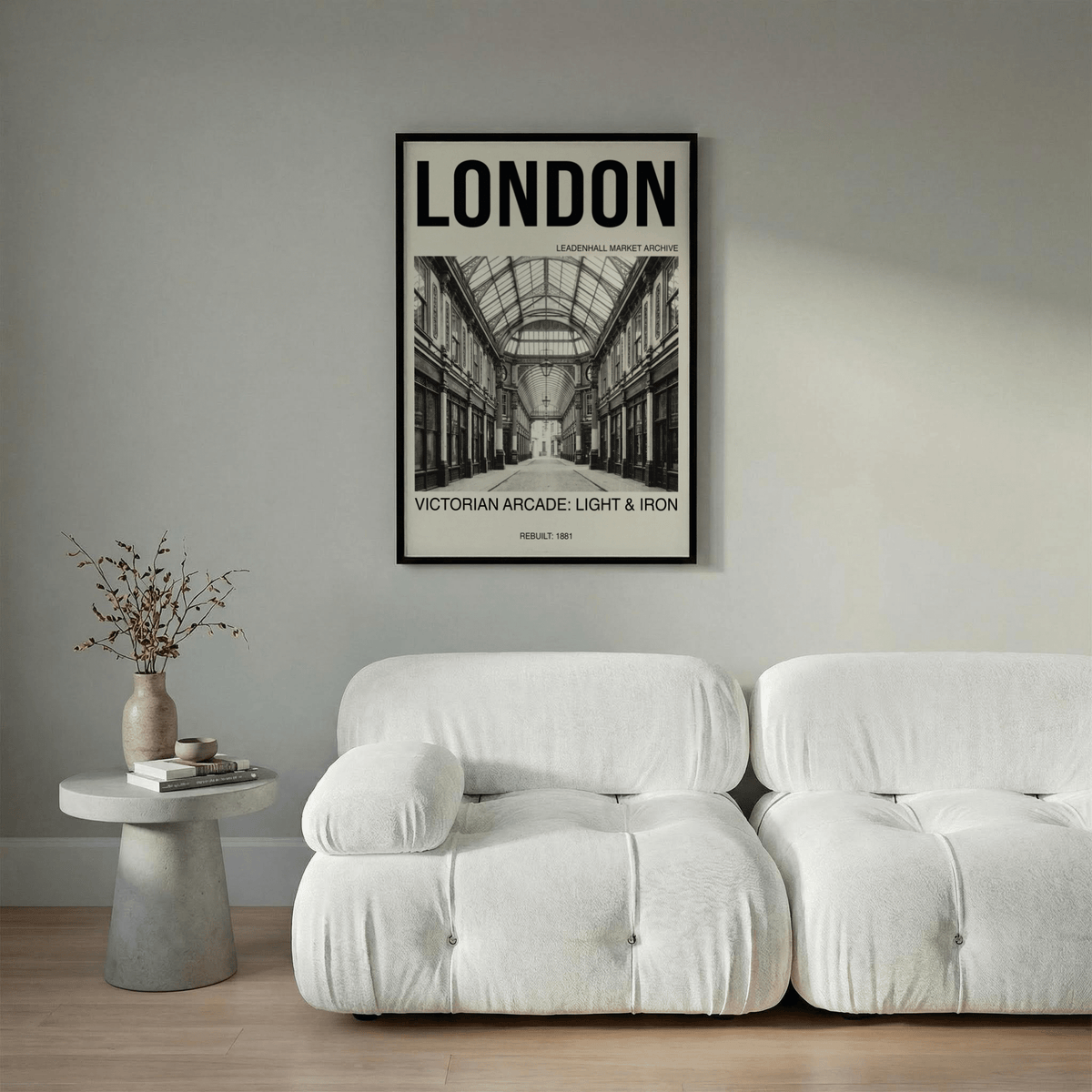 Historic covered arcade scene Victorian London Art Print for wall decor
