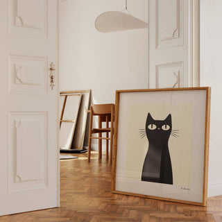 Modern simple black cat art for cat lovers