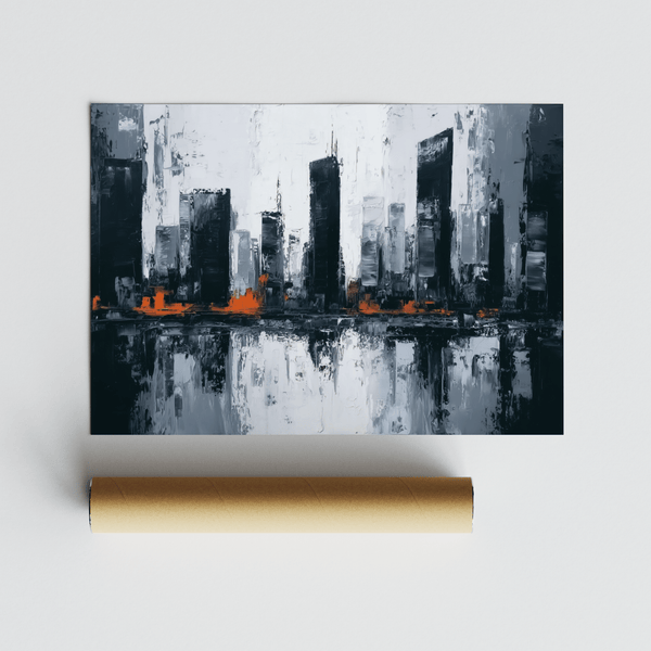 Abstract City Wall Art blending Gray and Black shades for living room wall art