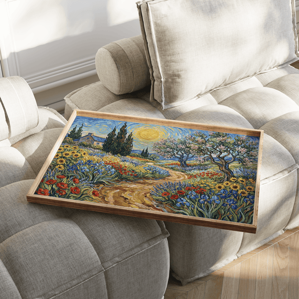 Red and blue Floral Landscape Art Print perfect for home office art print