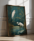 Egret Wall Art natural green reflections for a calming entryway print