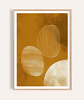 Abstract shapes wall art poster with contour-lined oval and textured forms