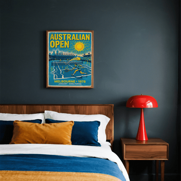 Full composition of Australian Open Wall Art with running tennis player