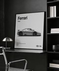 Minimalist Enzo Ferrari Print with gray and black tones, ideal for office