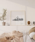 New York City skyline with Statue of Liberty print square art design