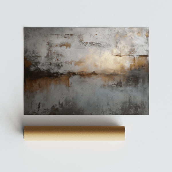 Subtle Abstract Gray Art Print in gray, brown colors for kitchen space