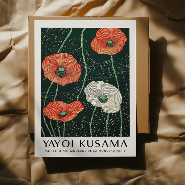 Poppy-themed Extra Large Floral Wall Art with modern contrast and color.