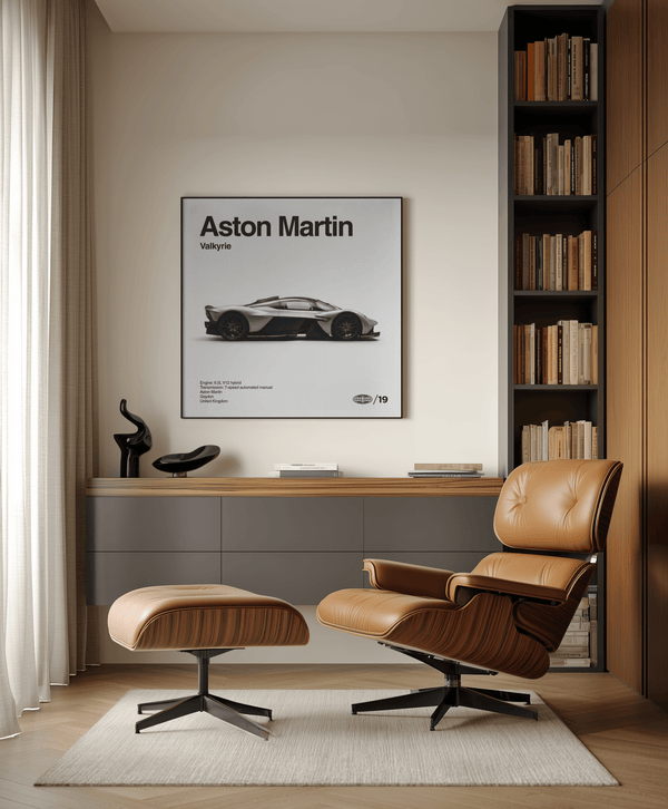 Aston Martin Wall Art luxury decor in White and Black for hallway