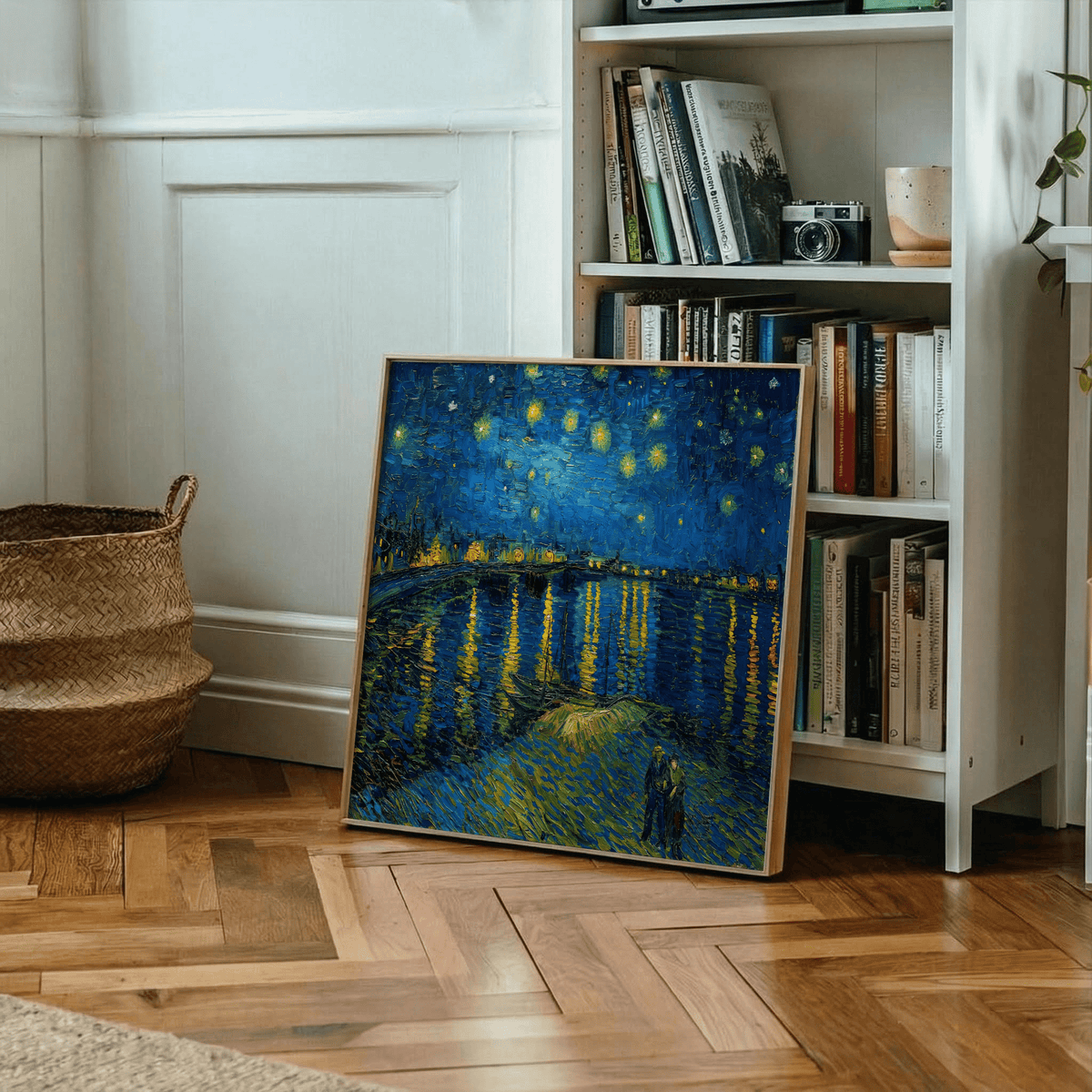 Impasto Wall Art print with black details for home office