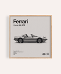 Ferrari 308 GTS Poster in Gray, Black and White for living room wall art