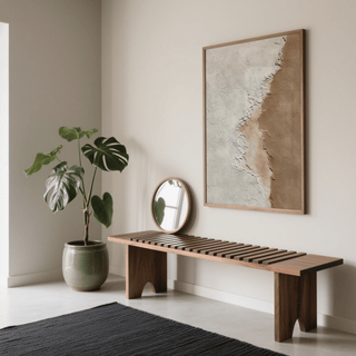 Minimal abstract Modern Home Decor wall art for dining room, brown and beige tones