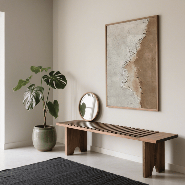 Minimal abstract Modern Home Decor wall art for dining room, brown and beige tones