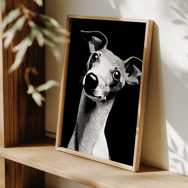 Dog Art Print with bold contrast for study wall art print