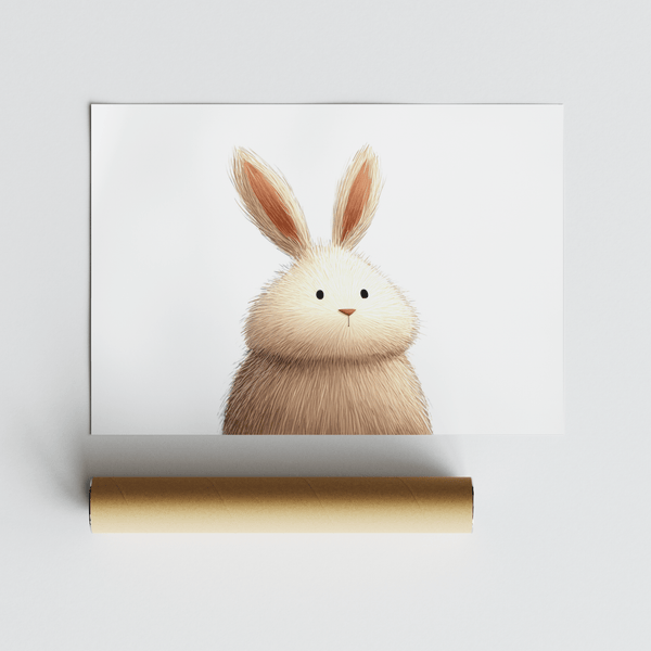 Cute Rabbit Wall Art poster in Beige adds charm to toddler’s wall art collection