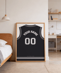 San Antonio Spurs Basketball Jersey Poster focusing on striped collar details