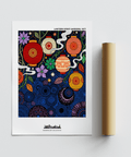 Botanical vine and star shapes on an illustrated lantern wall art print
