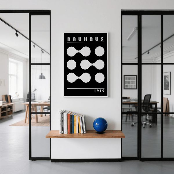 Abstract Geometric Print for entryway wall art with bold Black accents