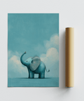 Main colors blue Nursery Animal Poster, fits modern nursery wall art
