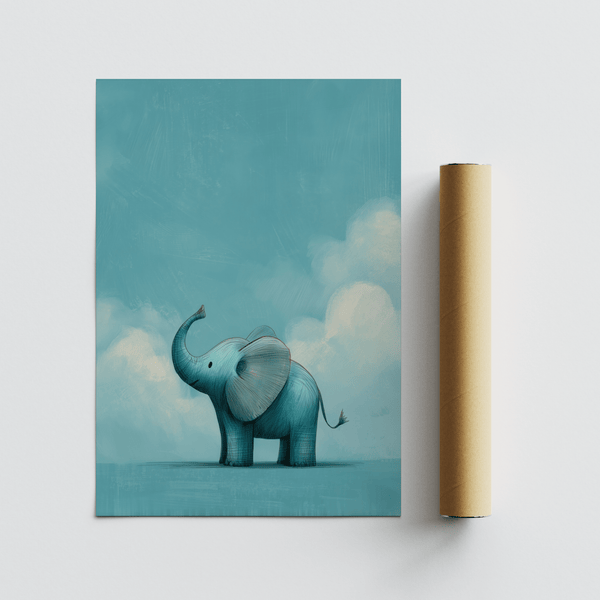 Main colors blue Nursery Animal Poster, fits modern nursery wall art