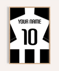 Centered Newcastle Football Shirt Poster print showing jersey back with YOUR NAME text and number 10