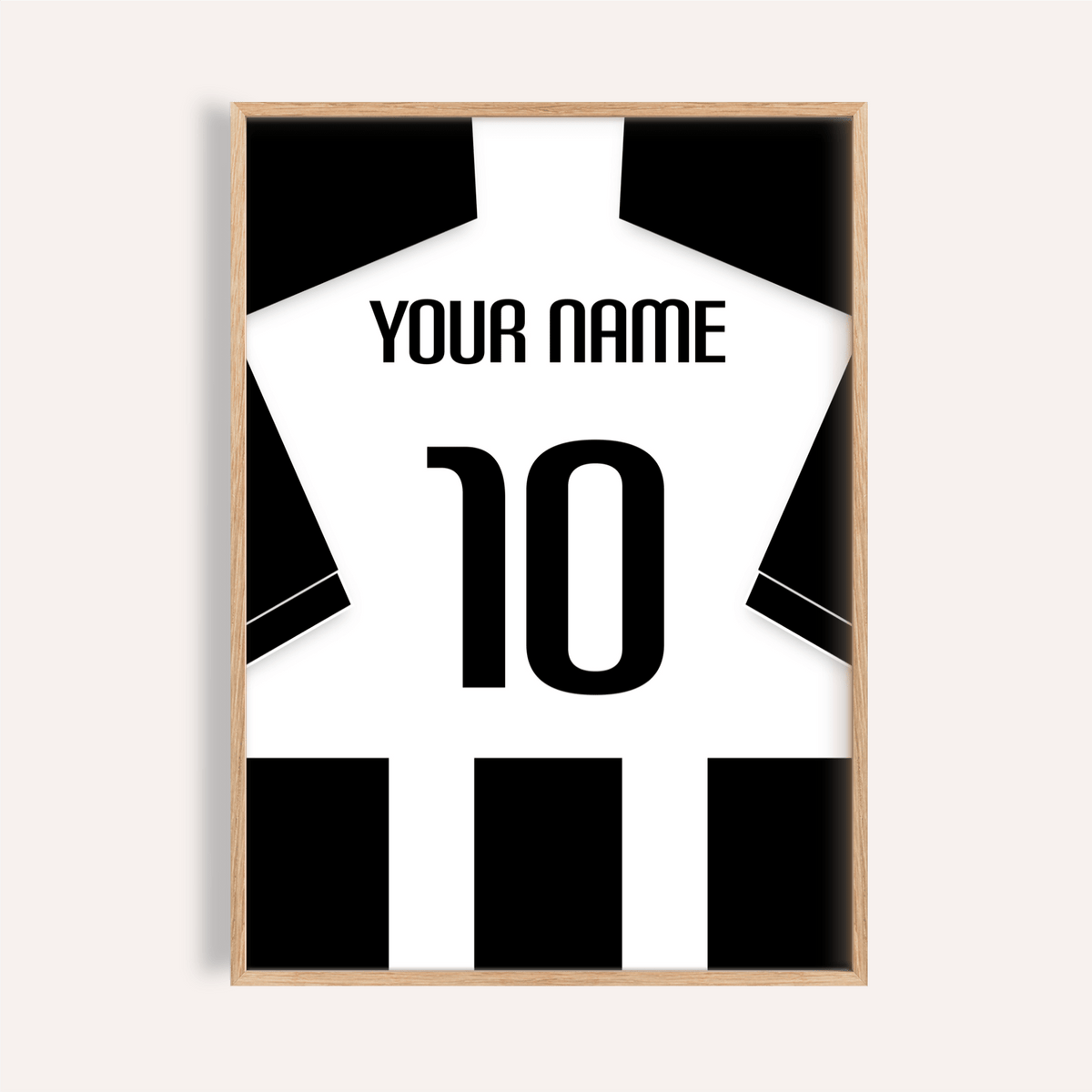 Football Shirt Poster in Black and White Stripes with Black Sleeves
