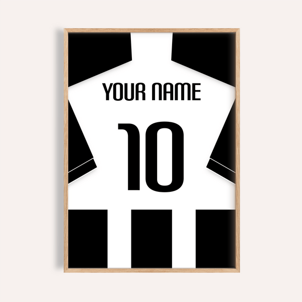 Centered Newcastle Football Shirt Poster print showing jersey back with YOUR NAME text and number 10