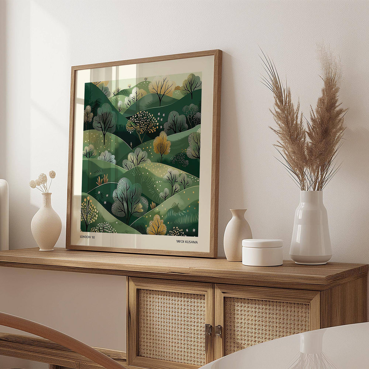 Serene large nature wall art in minimalist design for tranquil bedrooms