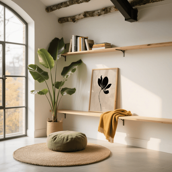 Abstract Black Flower Art Print in black for minimalist entryway art